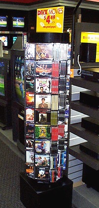 A rack of Divx movies