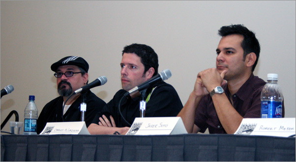 Todd, Charlie and Javier during the panel