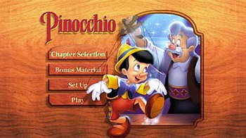 Pinocchio menu page