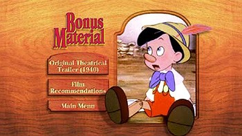 Pinocchio menu page