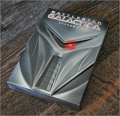 The opened packaging... with Cylon figure