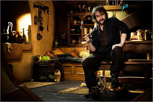 Director Peter Jackson on the set of The Hobbit!