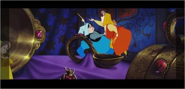 Sleeping Beauty frame showing additional area now viewable at full original 2.55:1. (Copyright Disney)