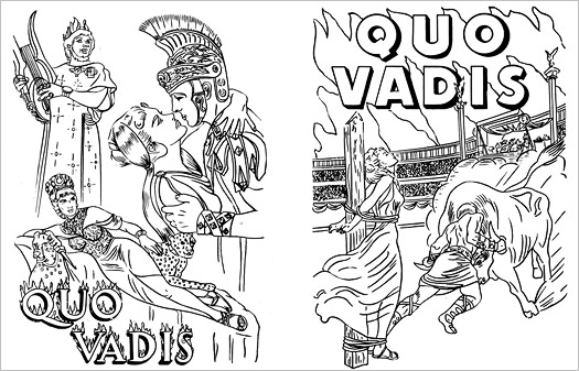 Rare line art intended for newspapers to promote Quo Vadis.