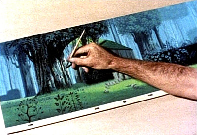 Hand-painting a single frame.