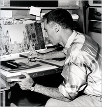 Eyvind Earle hard at work during pre-production.