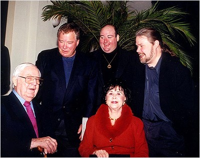 L to R: Robert Wise, William Shatner, David C. Fein (producer), Millicent Wise (in front) and Daren R. Dochterman (visual effects supervisor).