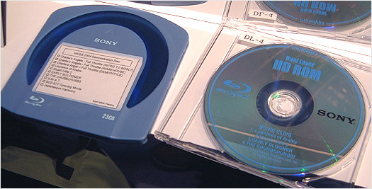 Sample Blu-ray Disc media used for the demo - BD-R (left) and BD-ROM (right).