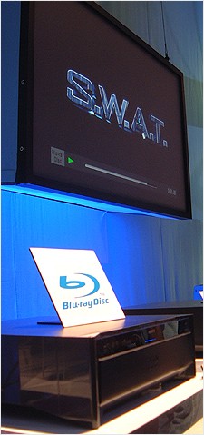 Rear projection of Blu-ray HD video.